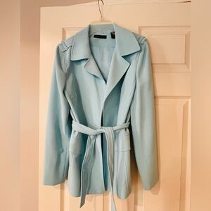 Valerie Stevens Light Blue Tie Front Wrap Blazer